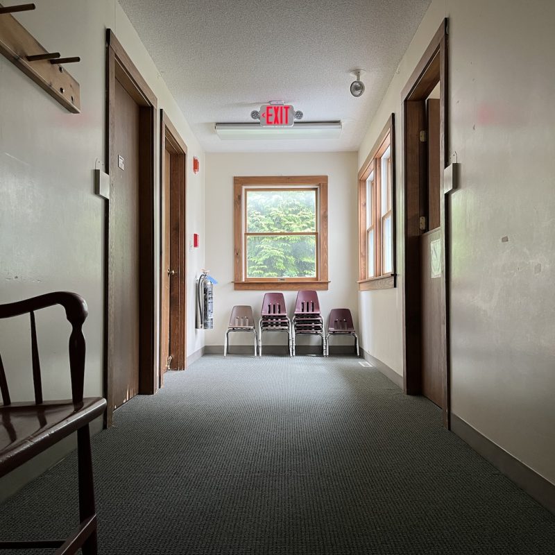 toddler church chairs in hallway
